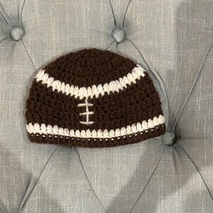 Brown and White Football Knit Beanie
